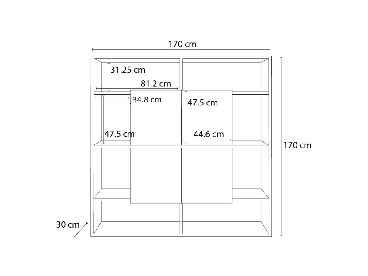 BELLAMY eikenhouten 4-deurs boekenkast H.170 cm