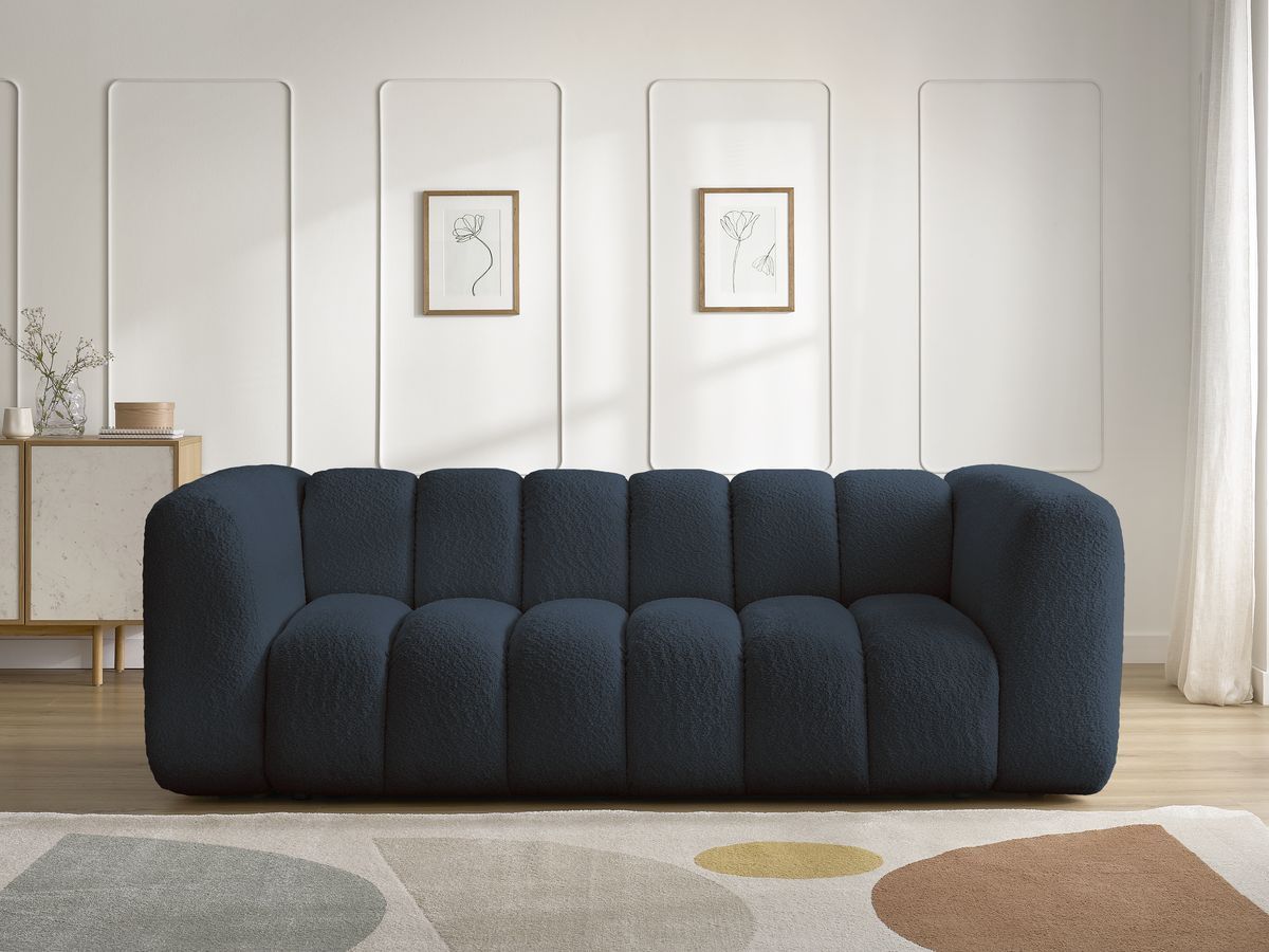 Canapé droit 3 places TALIA bouclette bleu foncé — vue 5