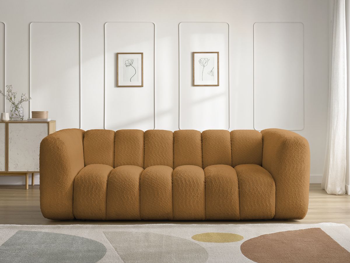 Canapé droit 3 places TALIA bouclette jaune — vue 5