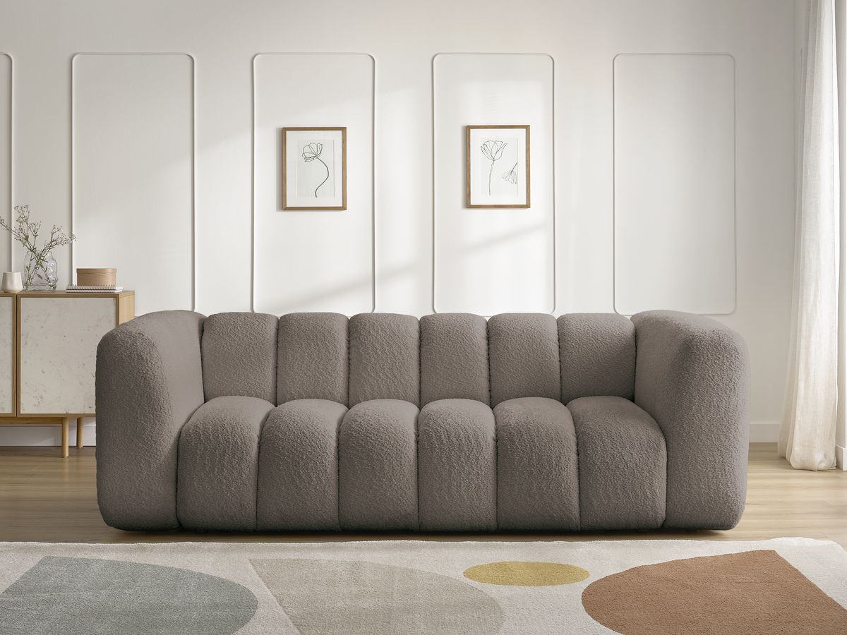 Canapé droit 3 places TALIA bouclette marron — vue 5