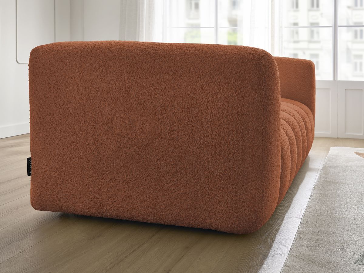 Canapé d'angle fixe EVEREST tissu chiné - Orange - Angle droit - 10 coussins