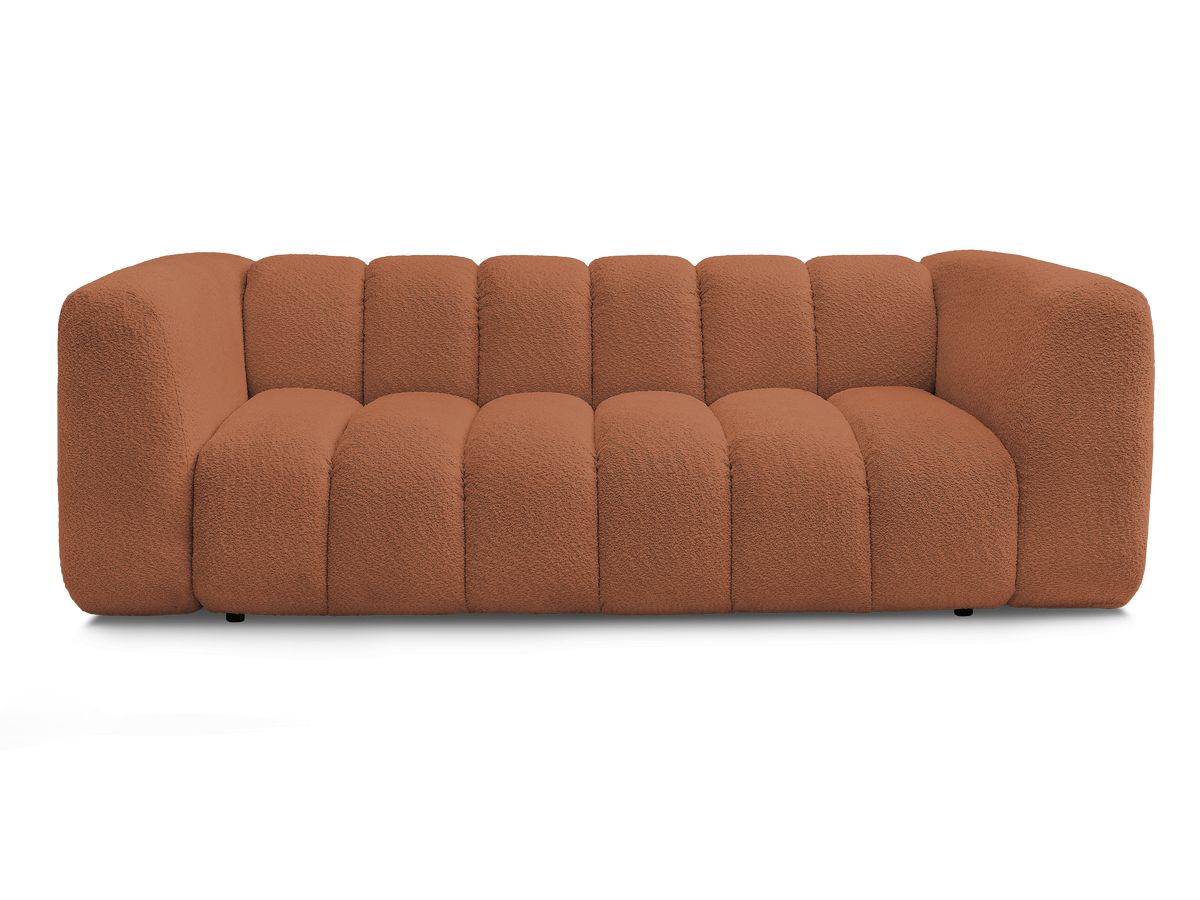 Canapé d'angle fixe EVEREST tissu chiné - Orange - Angle droit - 10 coussins