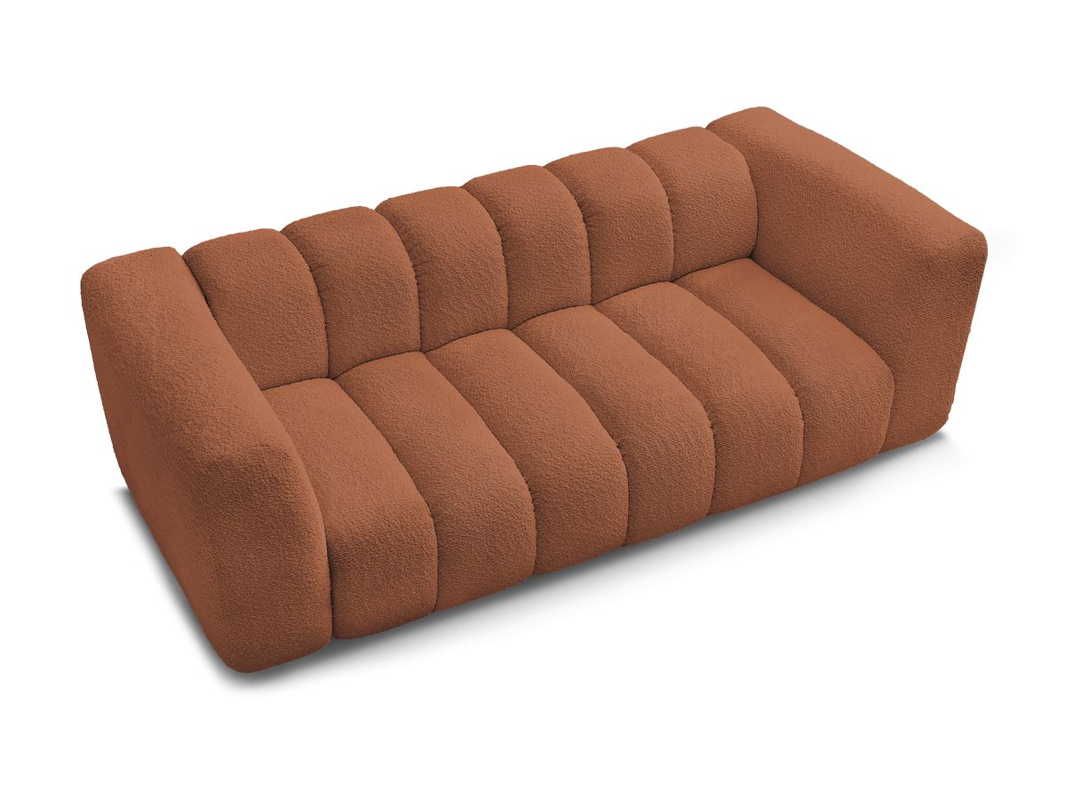 Canapé d'angle fixe EVEREST tissu chiné - Orange - Angle droit - 10 coussins