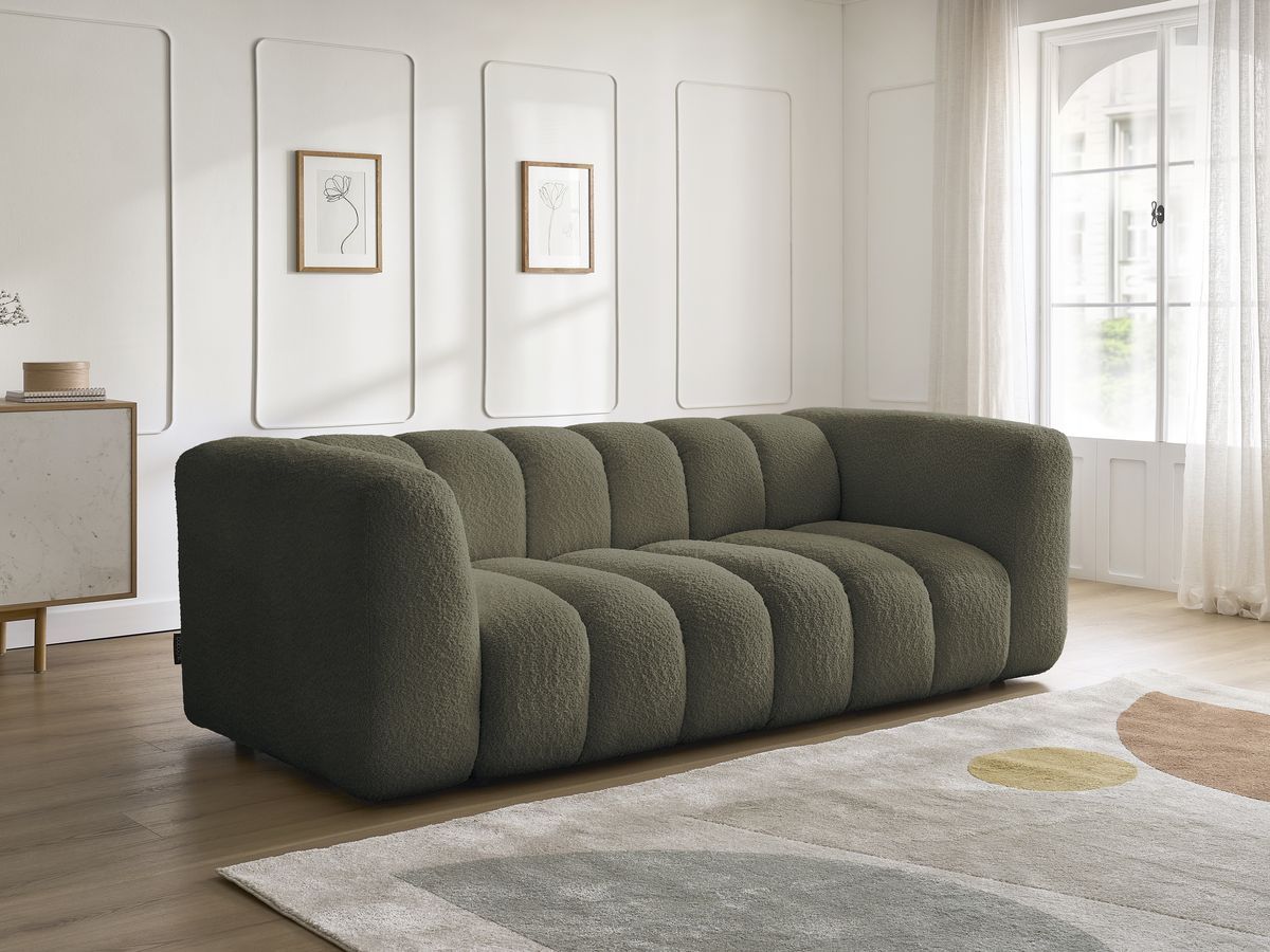 Canapé droit 3 places TALIA bouclette vert — vue 6