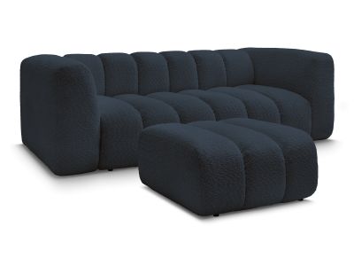 Canapé droit fixe 3 places TALIA tissu bouclette avec pouf