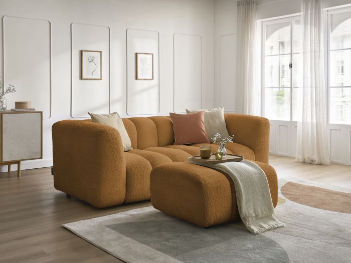 Canapé droit fixe 3 places TALIA avec pouf