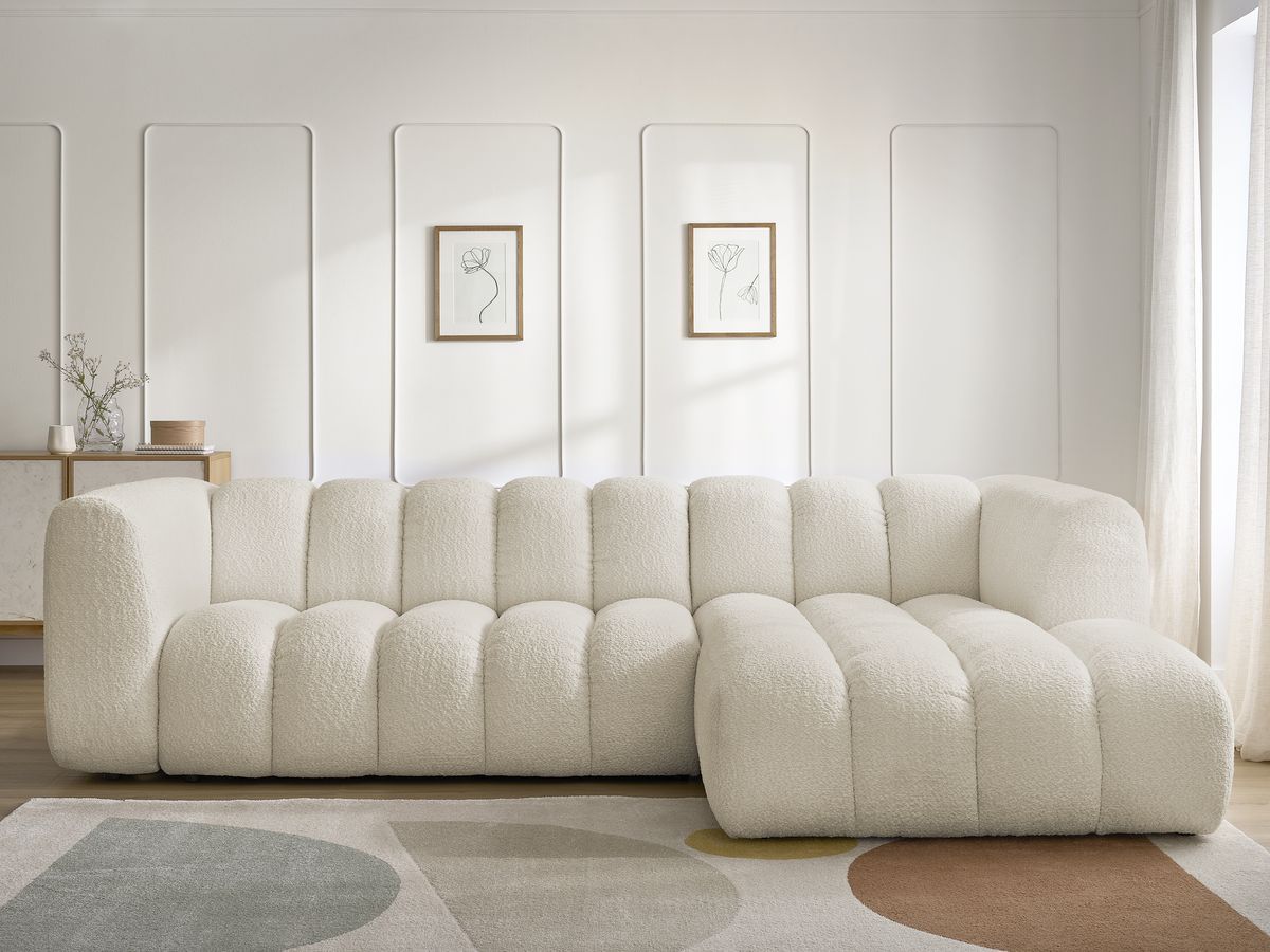 Canapé d'angle TALIA bouclette beige — vue 5