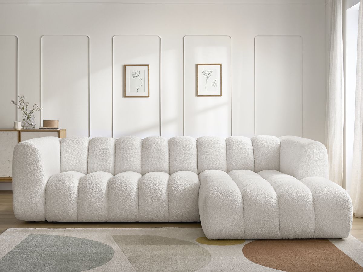 Canapé d'angle TALIA bouclette blanc — vue 5