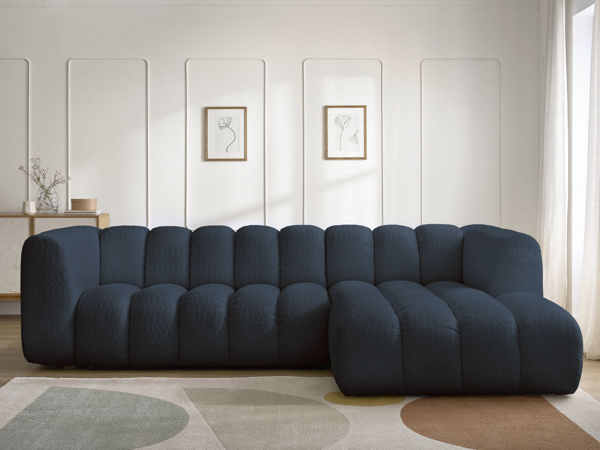 Canapé d'angle TALIA bouclette bleu foncé — vue 5