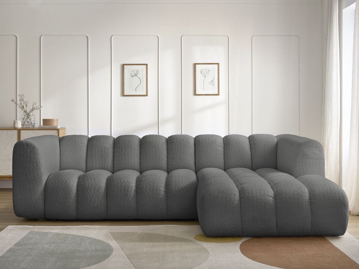 Canapé d'angle TALIA bouclette gris foncé — vue 5