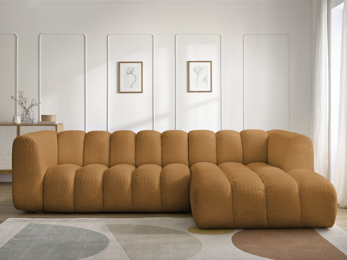 Canapé d'angle TALIA bouclette jaune — vue 5