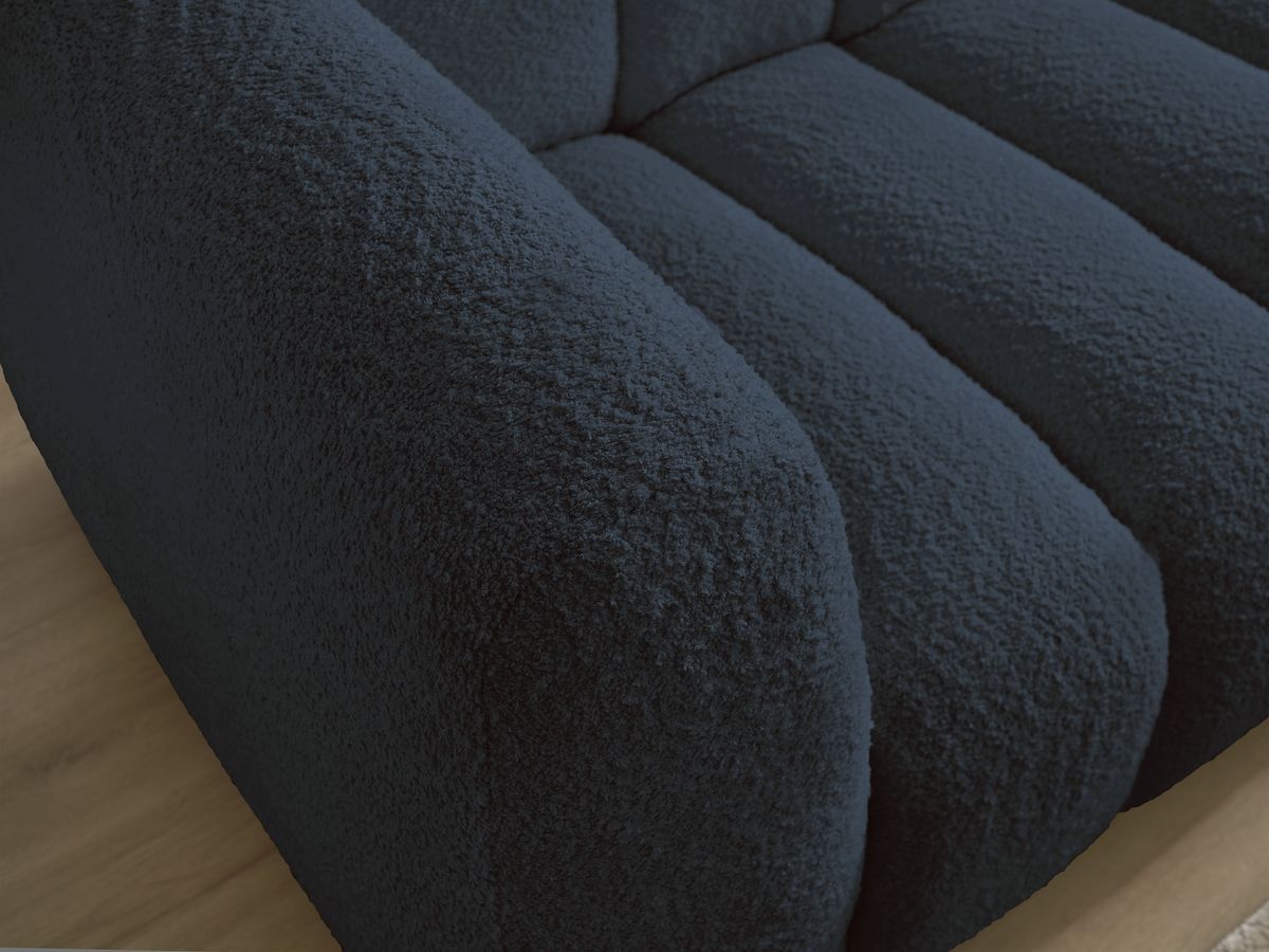 Canapé d'angle fixe TALIA tissu bouclette avec pouf