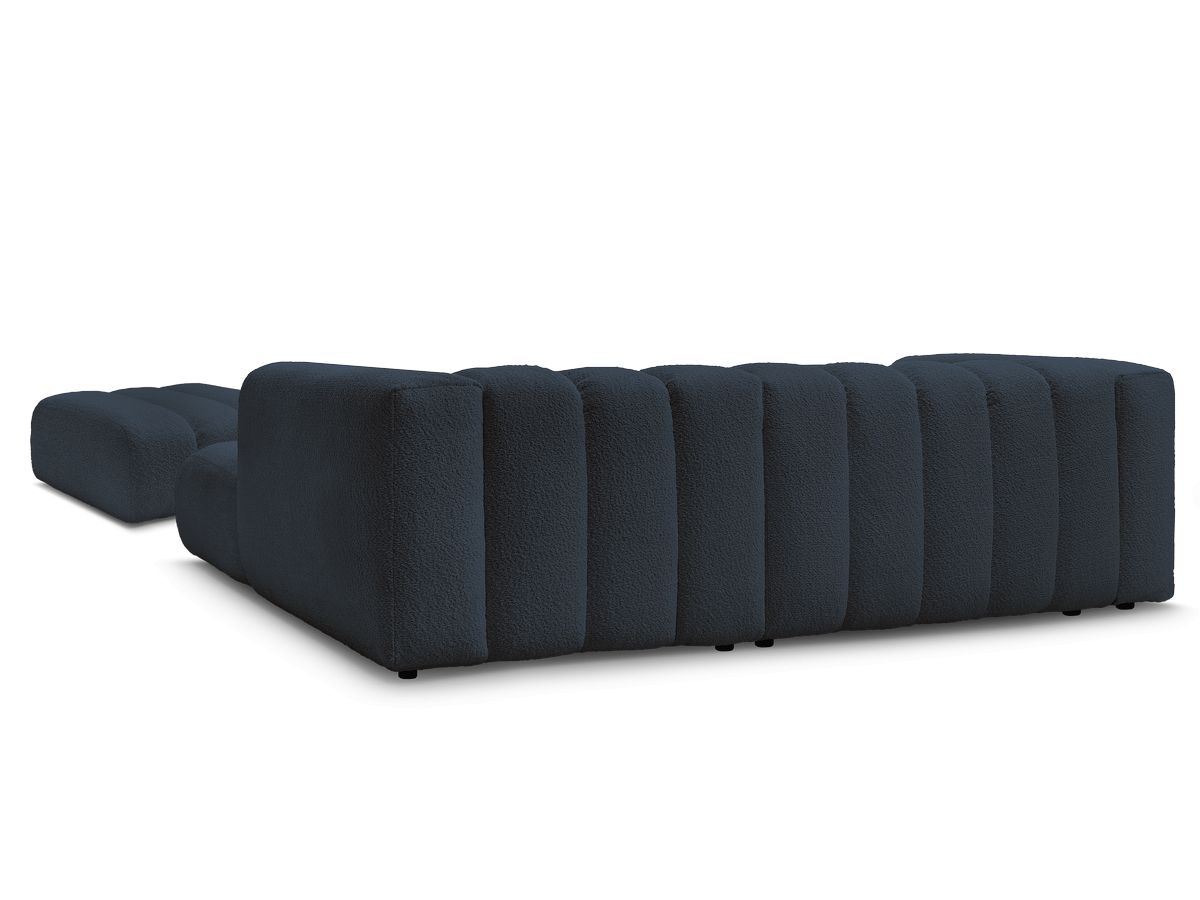 Canapé d'angle fixe TALIA tissu bouclette avec pouf