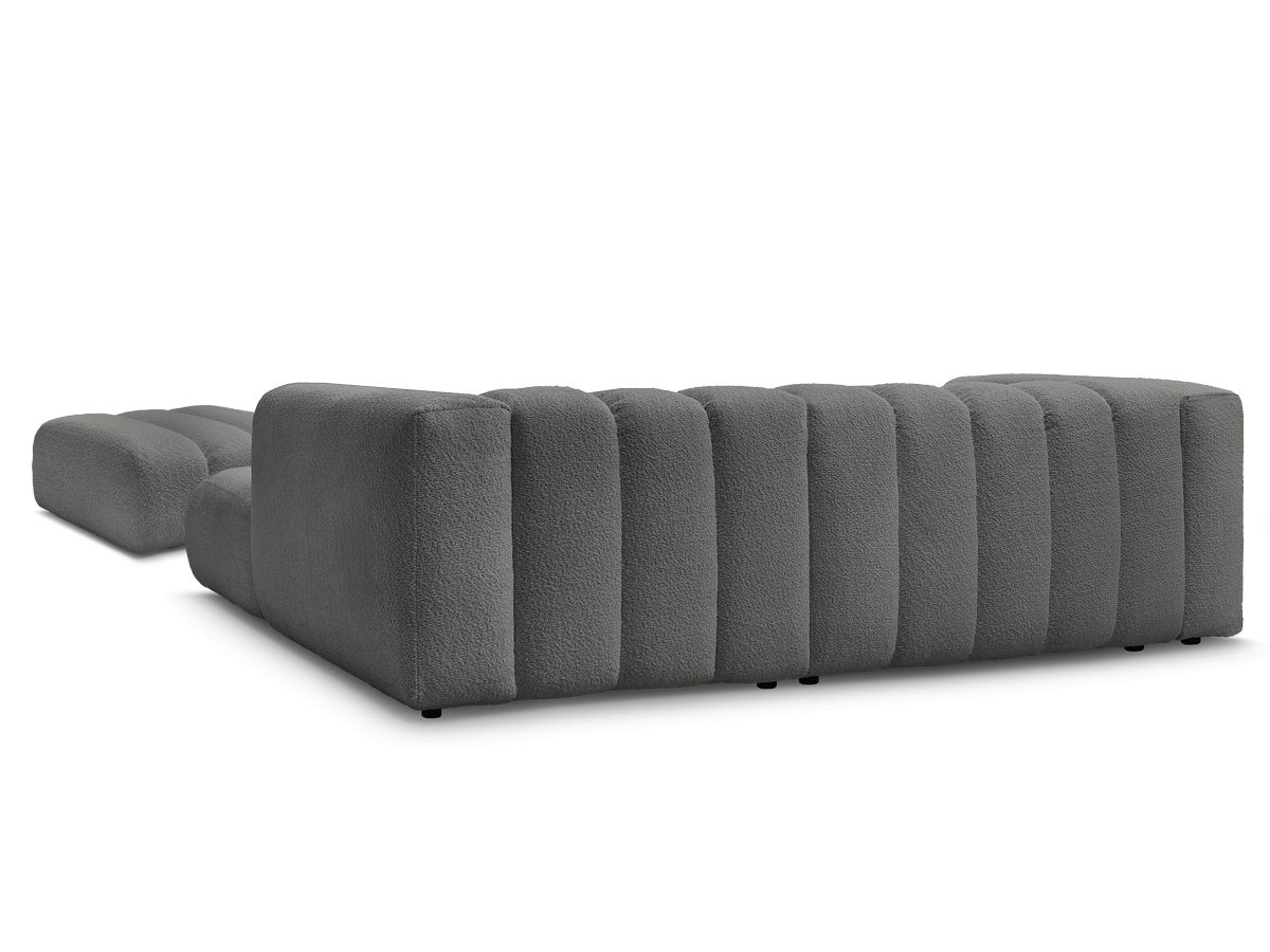 Canapé d'angle fixe TALIA tissu bouclette avec pouf
