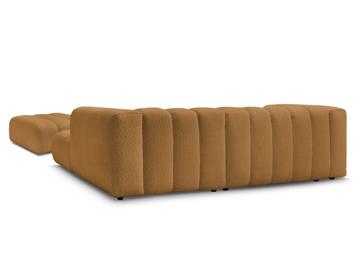 Canapé d'angle fixe TALIA tissu bouclette avec pouf