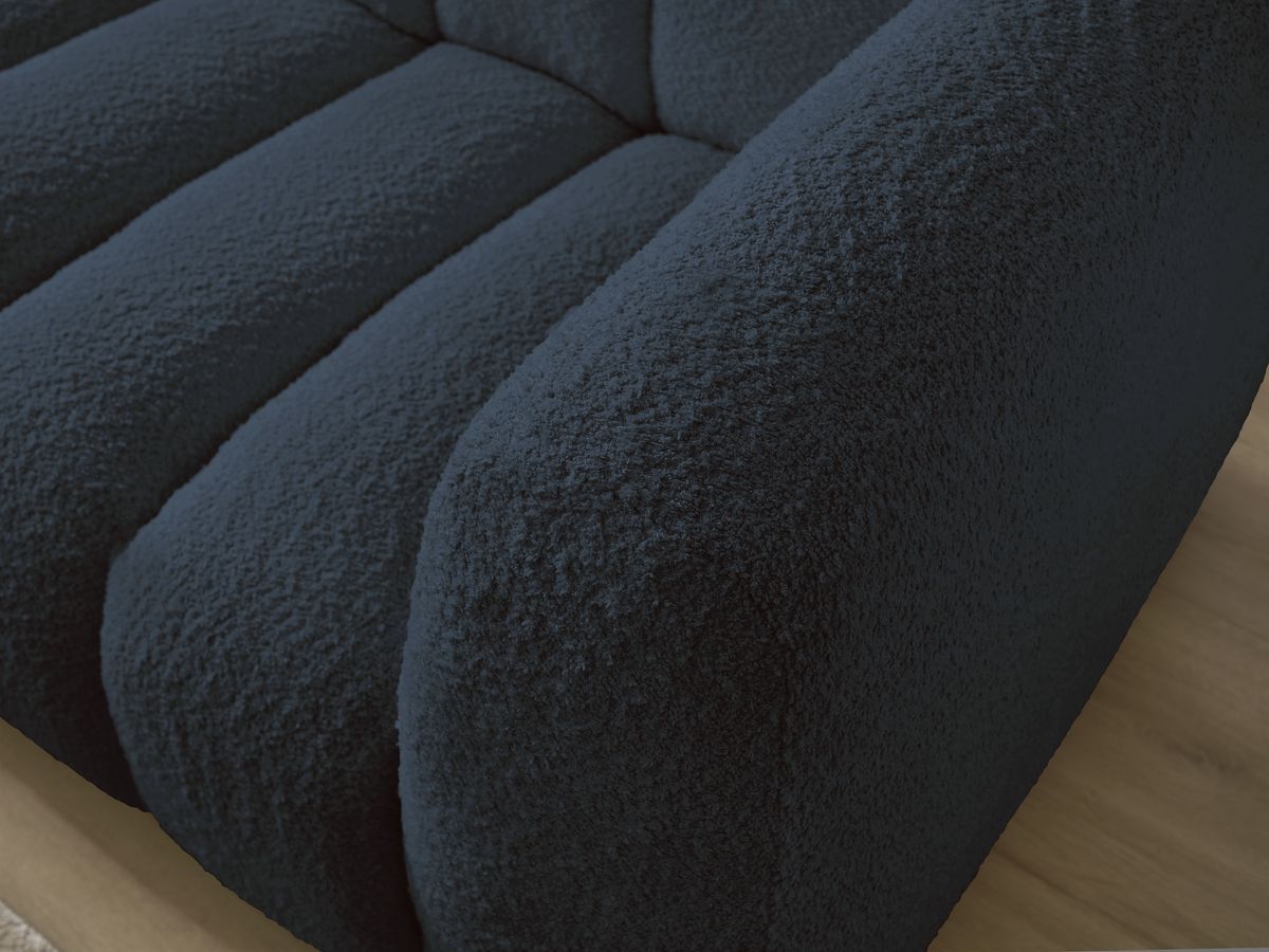 Canapé d'angle fixe TALIA tissu bouclette avec pouf
