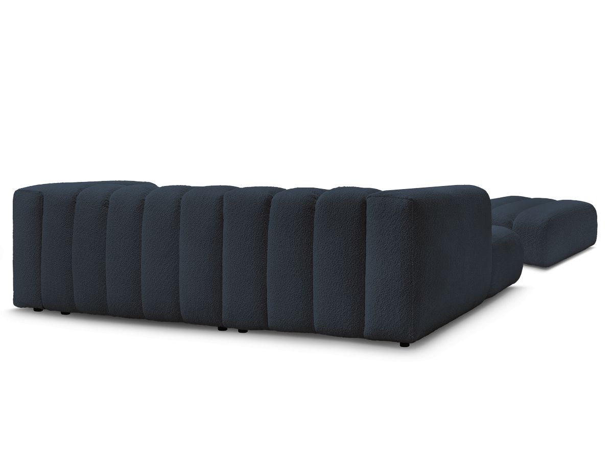 Canapé d'angle fixe TALIA tissu bouclette avec pouf
