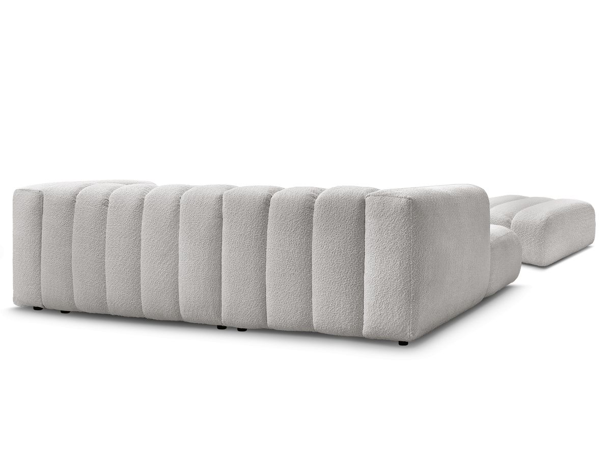 Canapé d'angle fixe TALIA tissu bouclette avec pouf