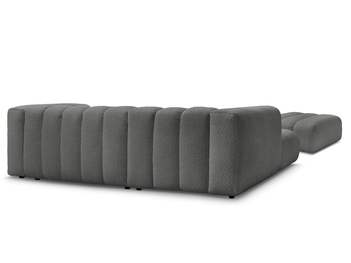 Canapé d'angle fixe TALIA tissu bouclette avec pouf