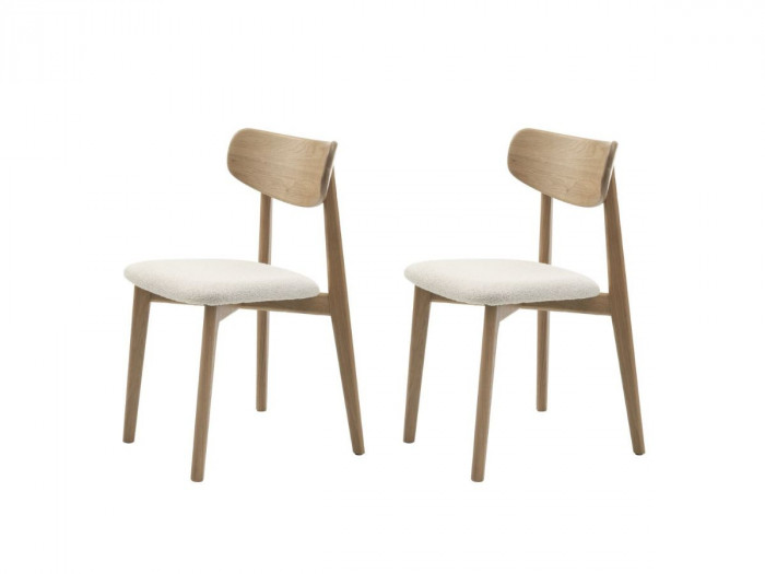 Lot de 2 chaises MARIE chêne massif et tissu