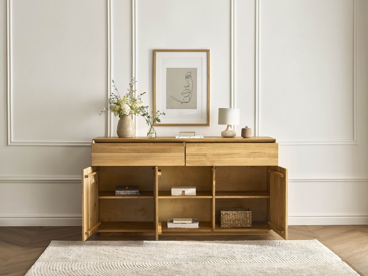 VICTORIA set met 164 cm dressoir + 137 cm massief eiken tv-meubel