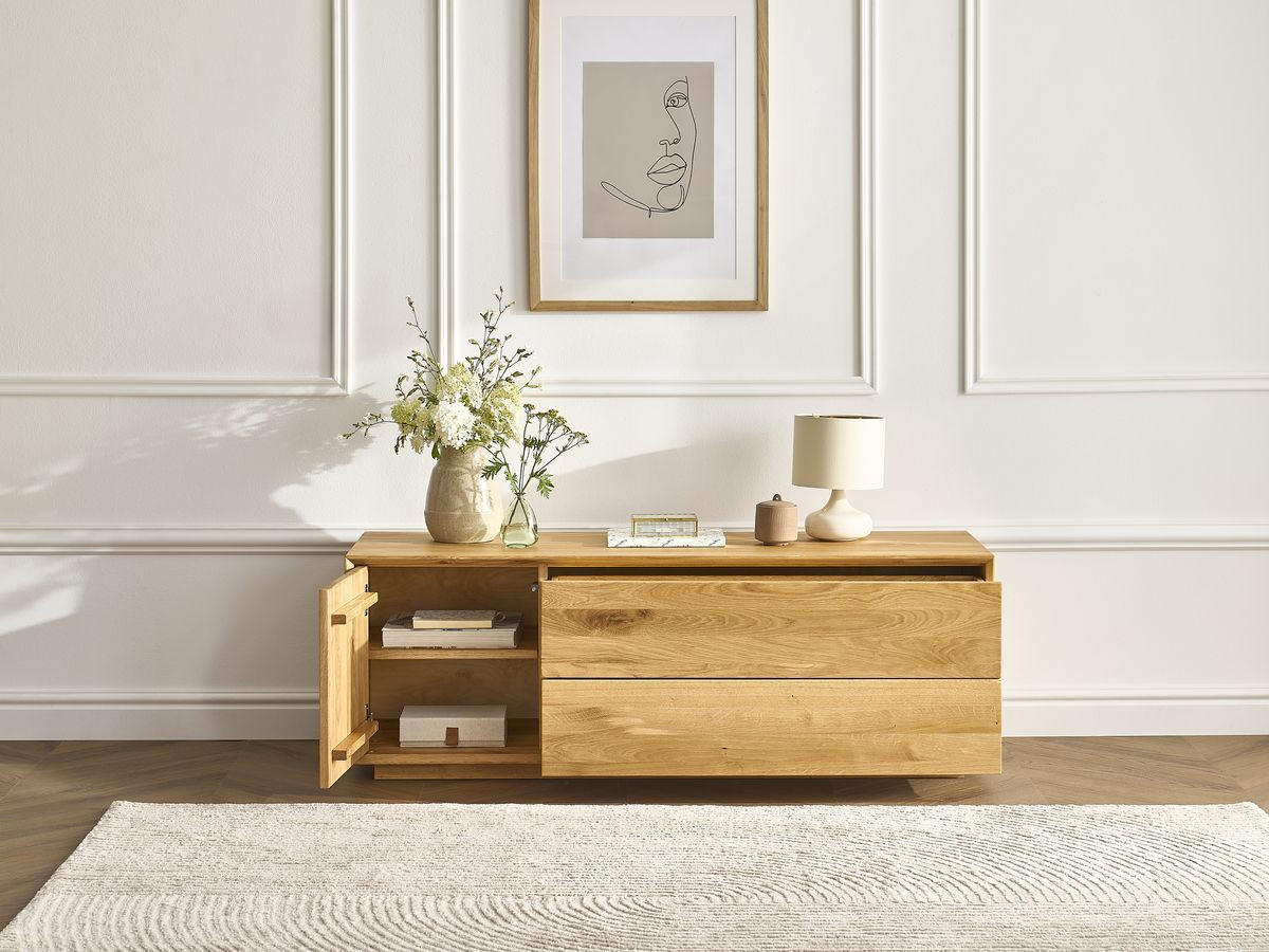 Ensemble VICTORIA avec buffet 164 cm + meuble TV 137 cm chêne massif
