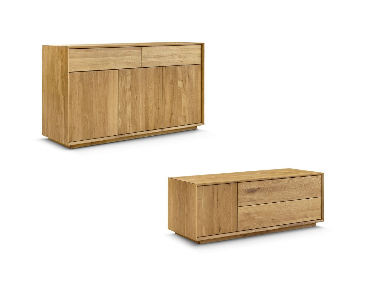 Ensemble VICTORIA avec buffet 164 cm + meuble TV 137 cm chêne massif