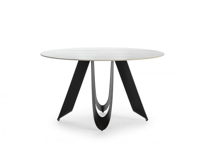 Table à manger ronde D.135 cm LINA effet céramique