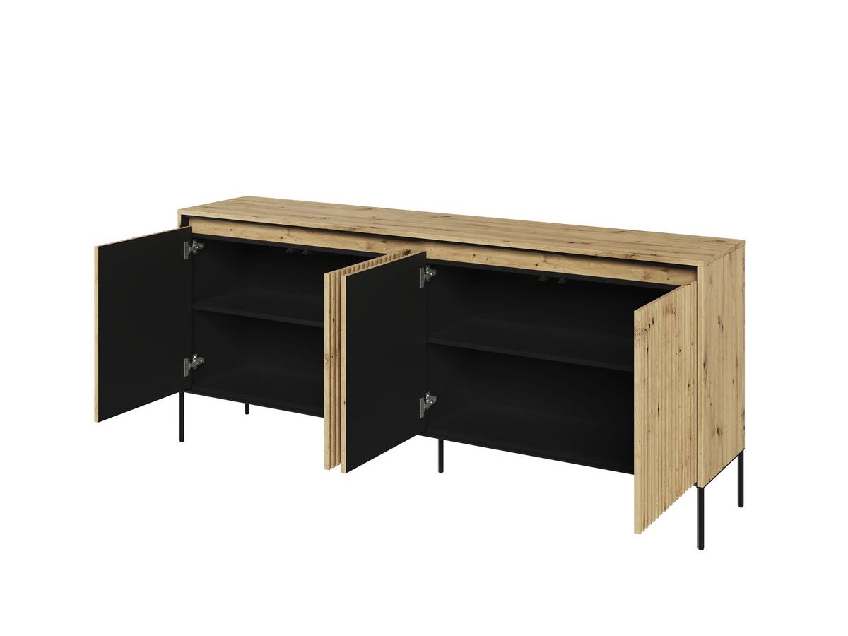 Ensemble LENARA avec buffet 193 cm + meuble TV 193 cm + table basse avec tasseaux et LED