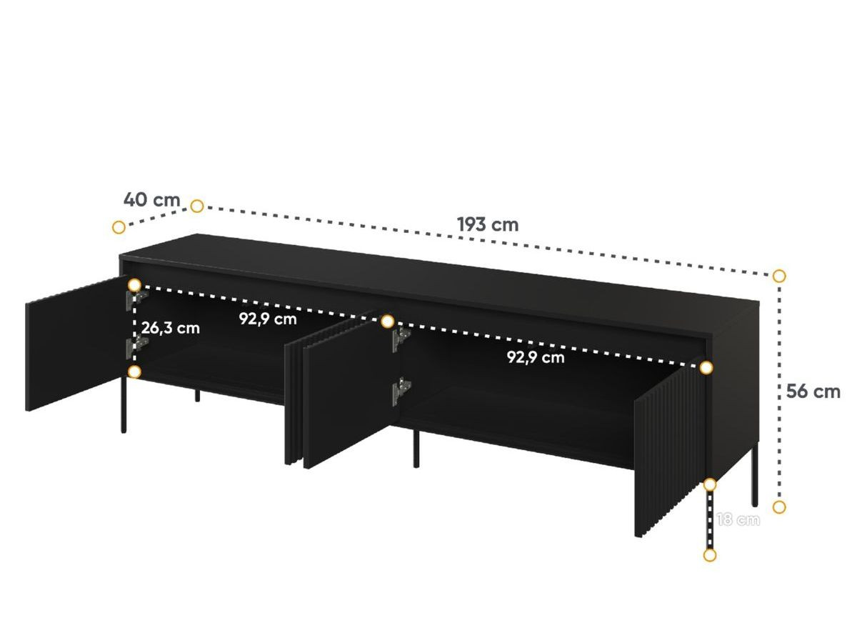 Ensemble LENARA avec buffet 193 cm + meuble TV 193 cm + table basse avec tasseaux et LED