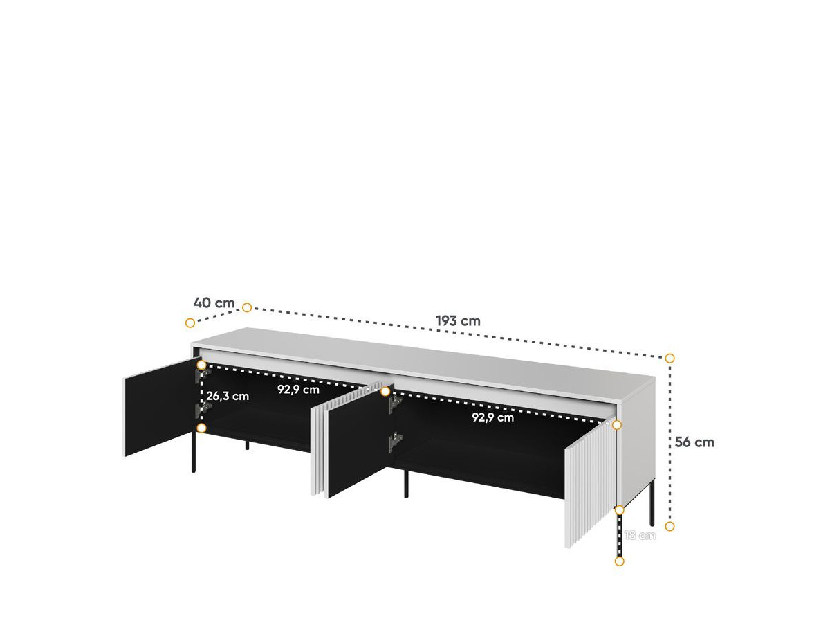 Ensemble LENARA avec buffet 193 cm + meuble TV 193 cm + table basse avec tasseaux et LED
