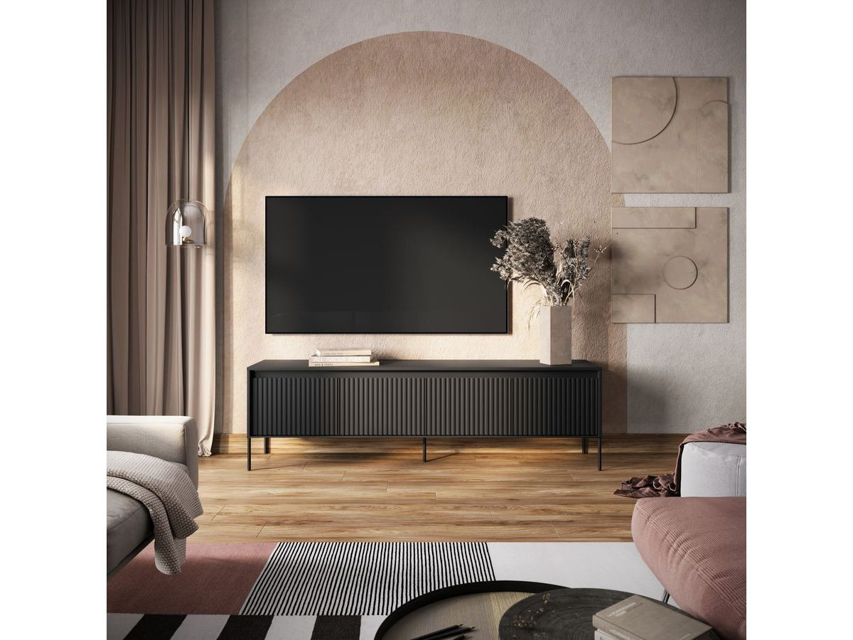 Ensemble LENARA avec buffet 193 cm + meuble TV 193 cm + table basse avec tasseaux et LED