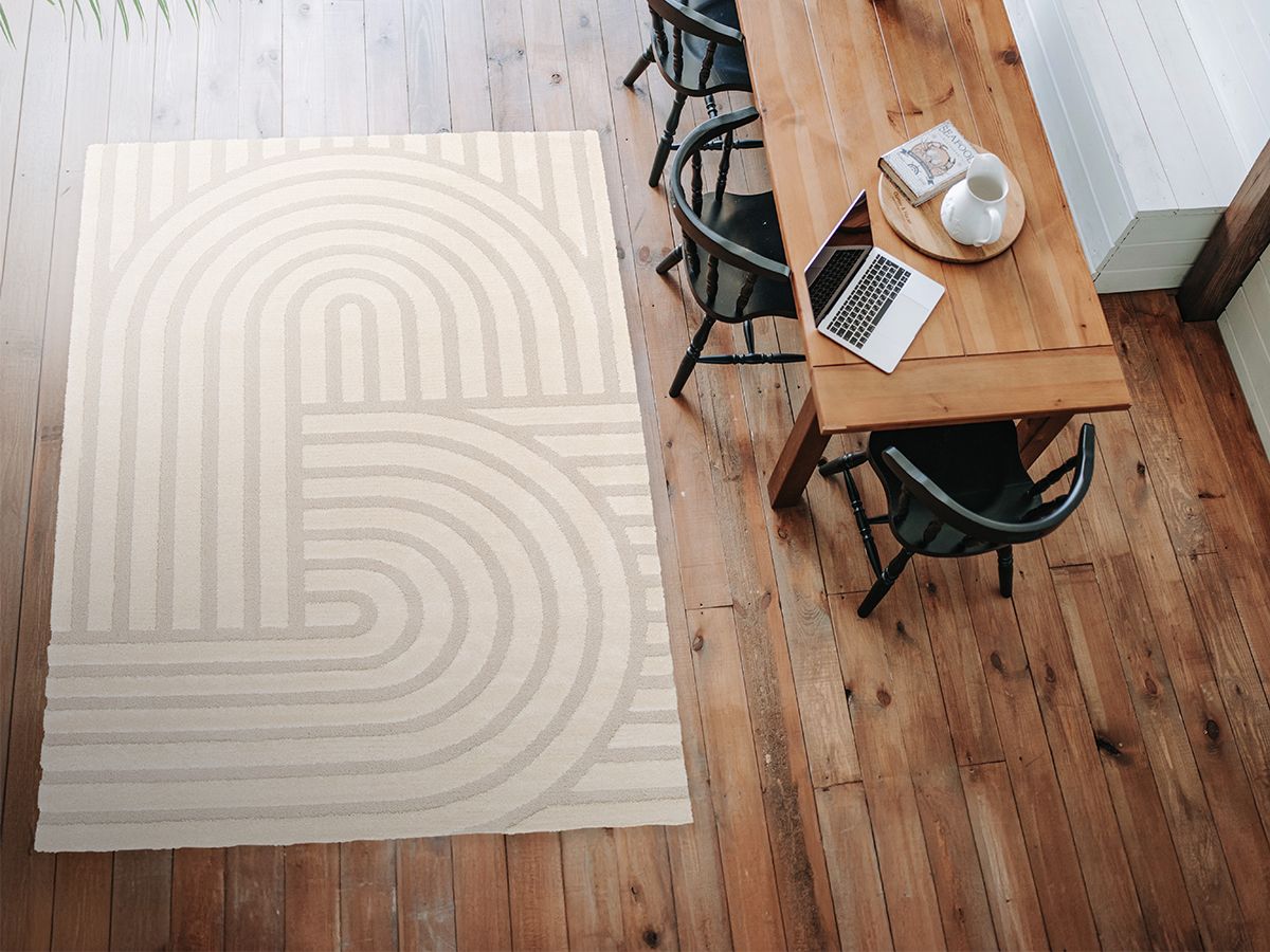 Tapis poils ras SHYLO motif géométrique beige — vue 5