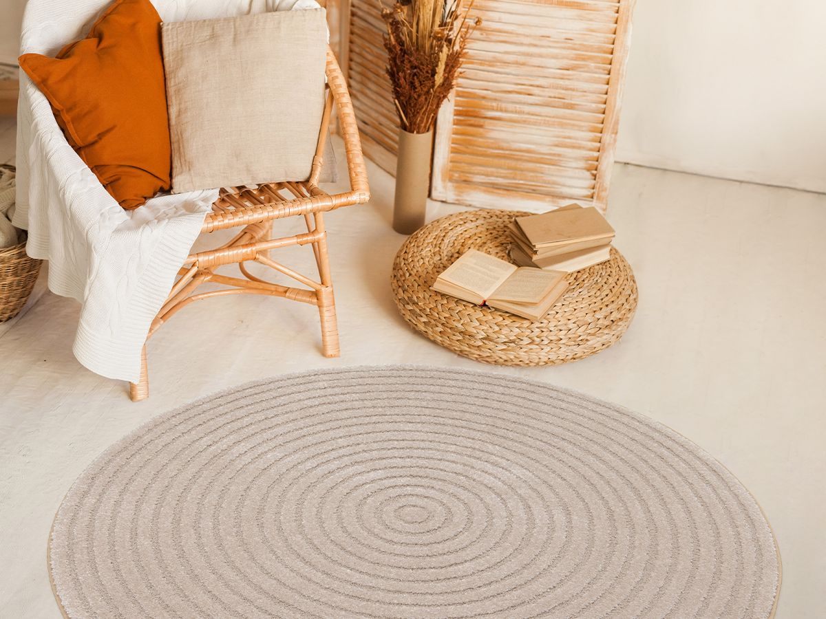 ONDELIA rond laagpolig vloerkleed met geometrisch patroon