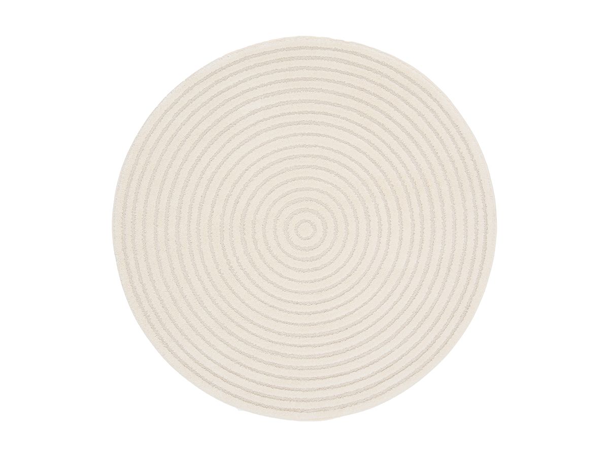 Tapis rond poils ras ONDELIA motif géométrique crème — vue 4