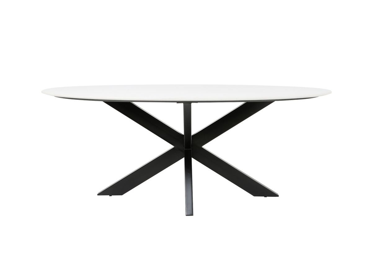 BARTHELEMY 200 cm ovale eettafel met kwartsmarmerlook blad