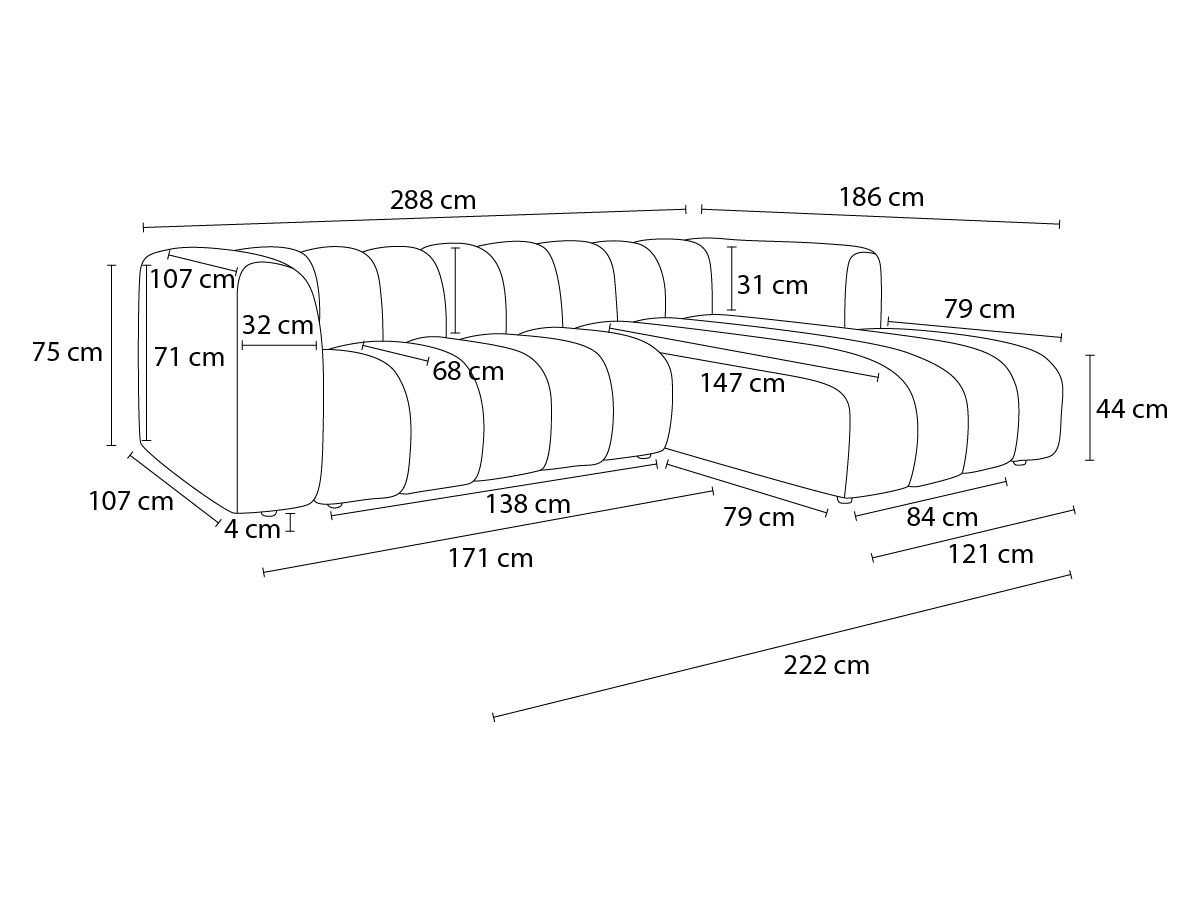 Canapé d'angle fixe EVEREST tissu chiné - Orange - Angle droit - 10 coussins