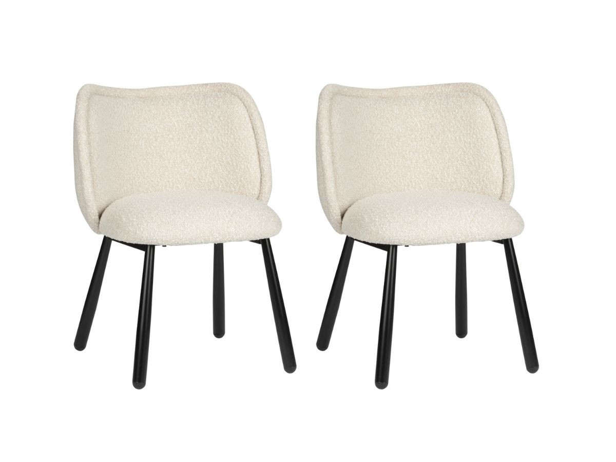 Lot de 2 chaises NALA tissu bouclette blanc   BOBOCHIC