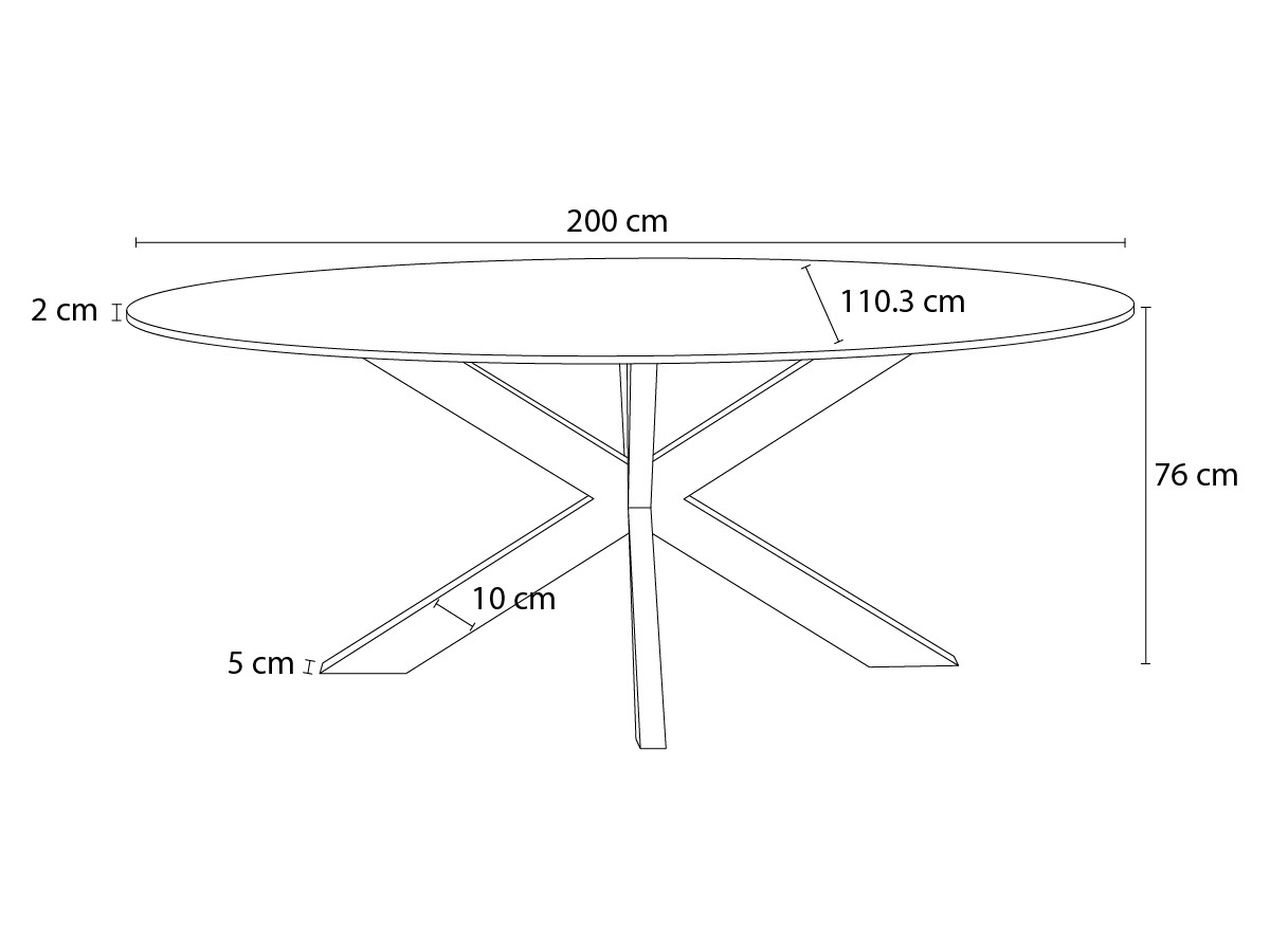 BARTHELEMY 200 cm ovale eettafel met kwartsmarmerlook blad