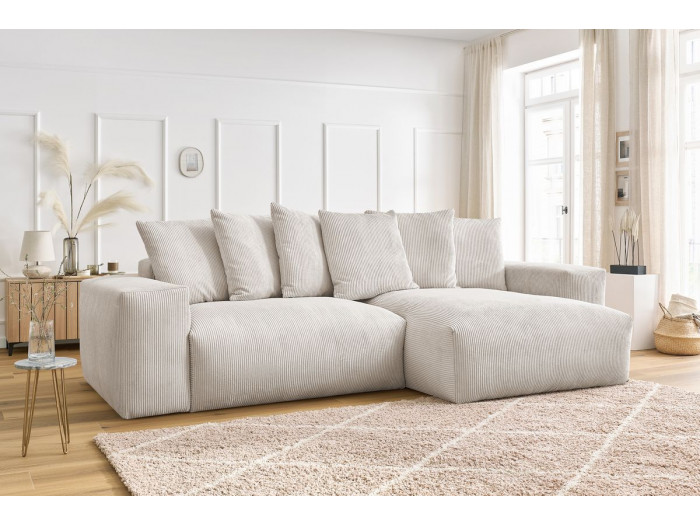 Canapé d'angle réversible VOLTAIRE velours côtelé