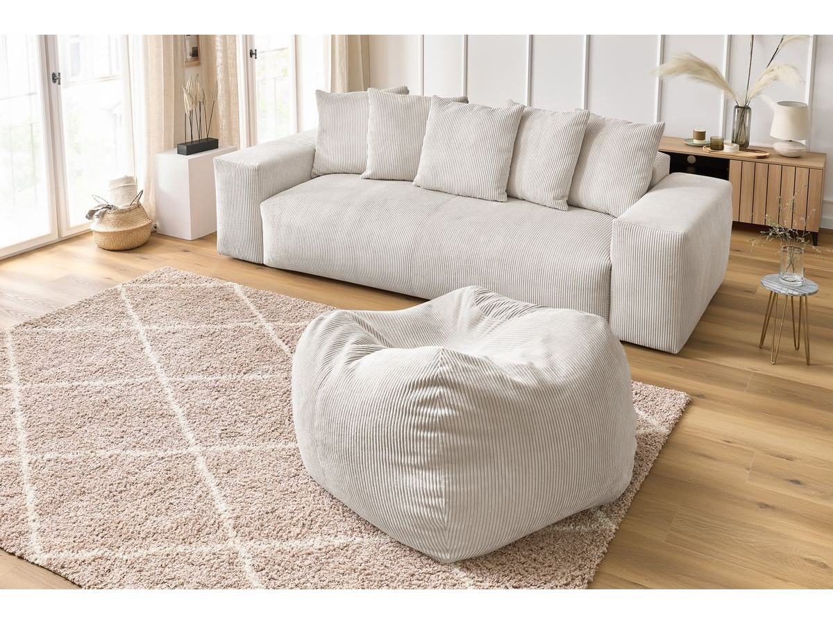 Canapé d'angle fixe EVEREST tissu chiné - Orange - Angle droit - 10 coussins