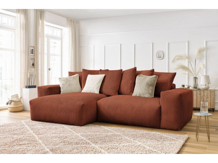 Canapé d'angle réversible VOLTAIRE velours côtelé