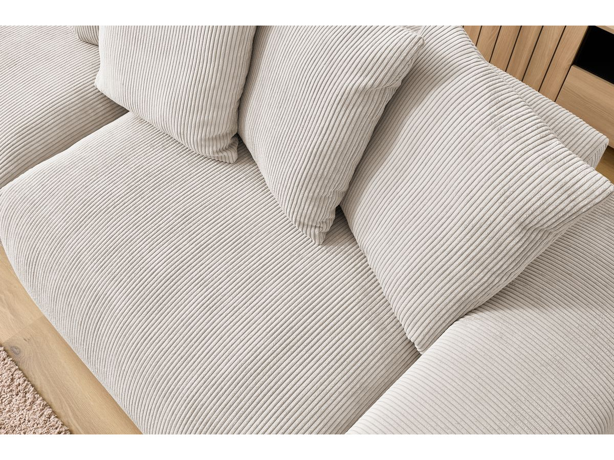 Canapé d'angle fixe EVEREST tissu chiné - Orange - Angle droit - 10 coussins
