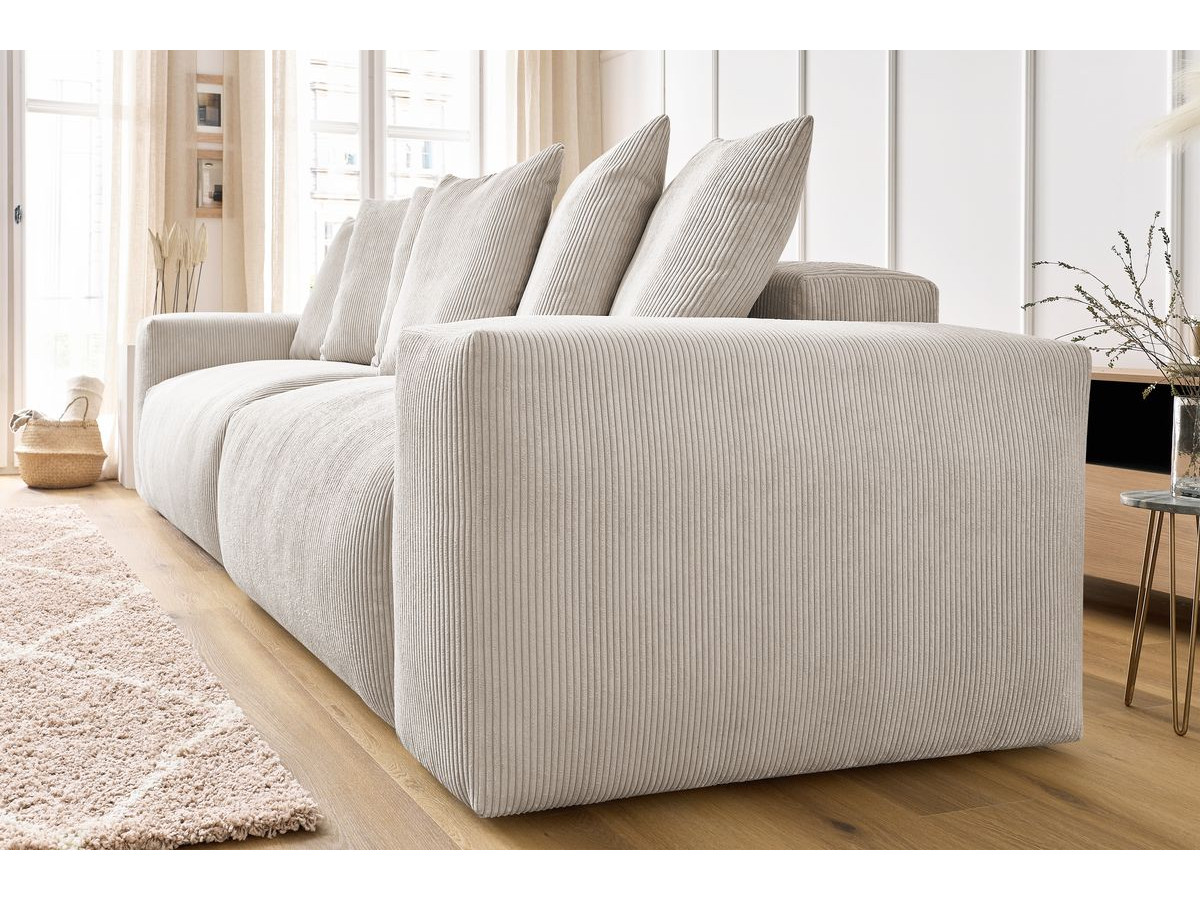 Canapé d'angle fixe EVEREST tissu chiné - Orange - Angle droit - 10 coussins