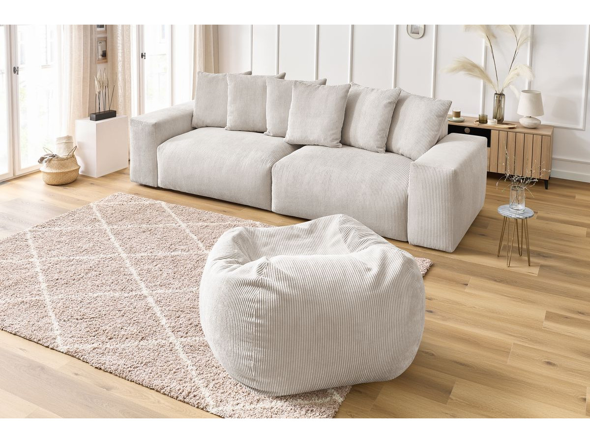 Canapé d'angle fixe EVEREST tissu chiné - Orange - Angle droit - 10 coussins