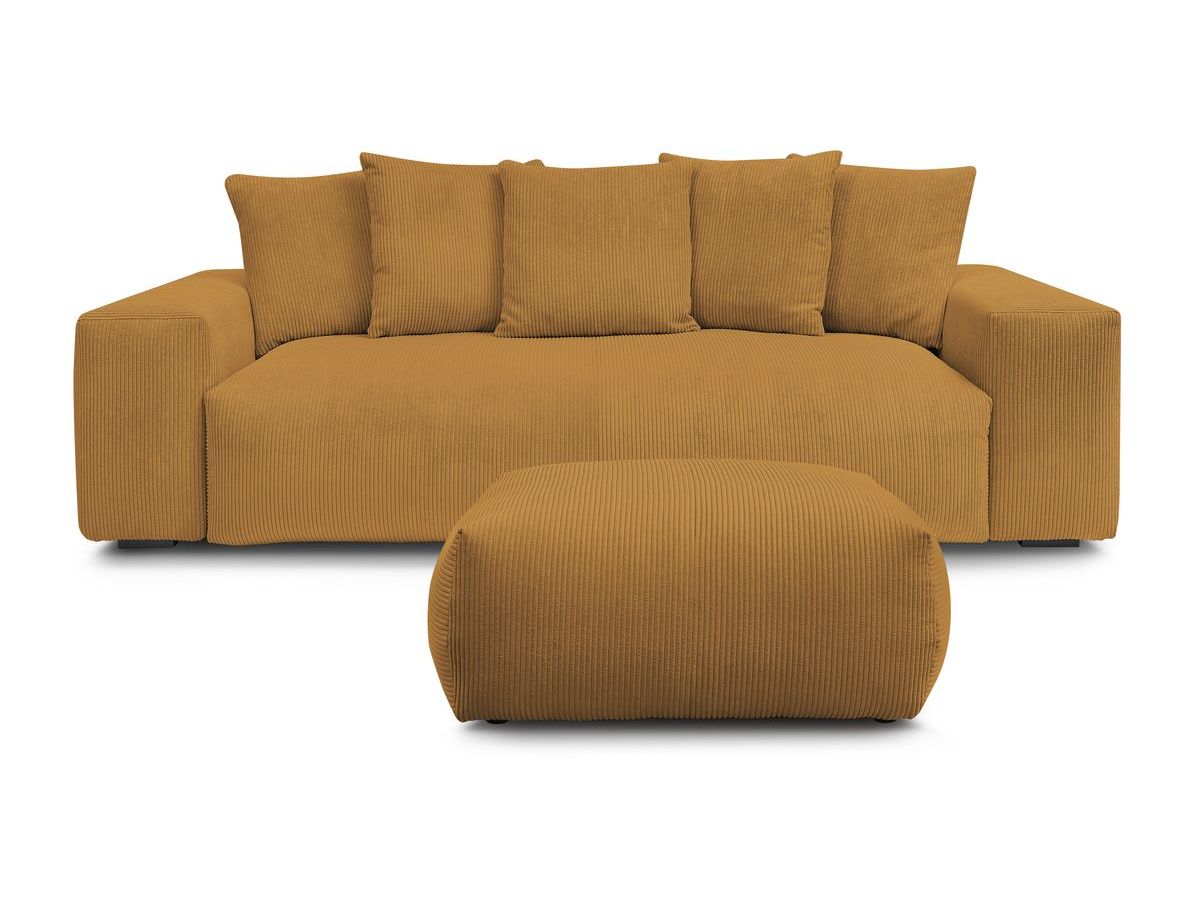Canapé droit convertible coffre VOLTAIRE avec pouf