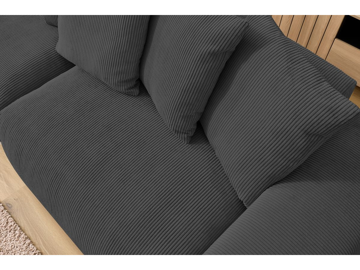 Canapé d'angle fixe EVEREST tissu chiné - Orange - Angle droit - 10 coussins