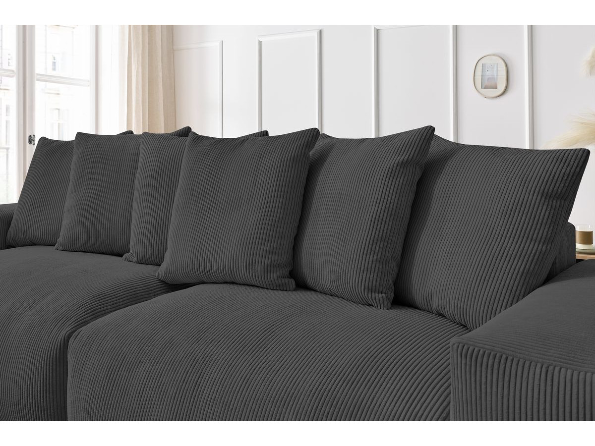 Canapé d'angle fixe EVEREST tissu chiné - Orange - Angle droit - 10 coussins