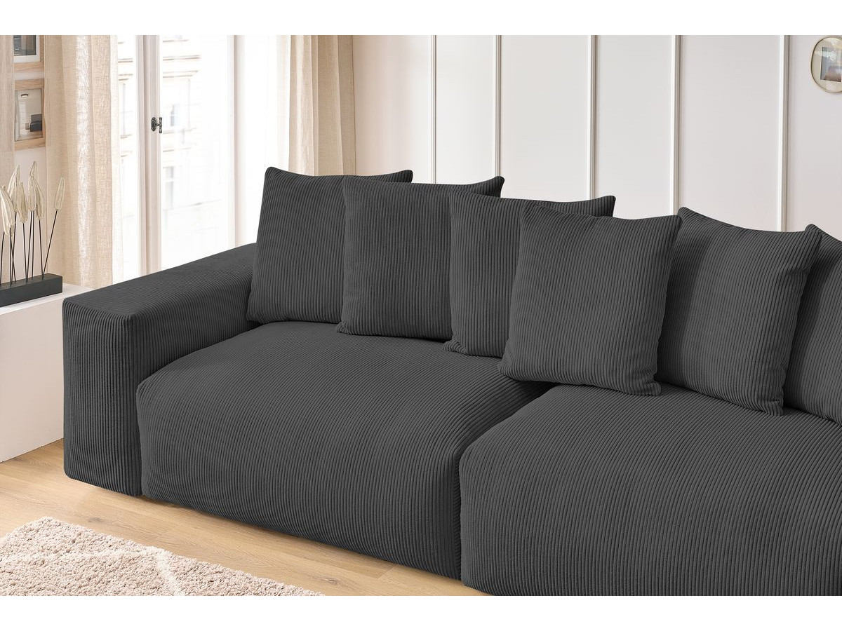 Canapé d'angle fixe EVEREST tissu chiné - Orange - Angle droit - 10 coussins