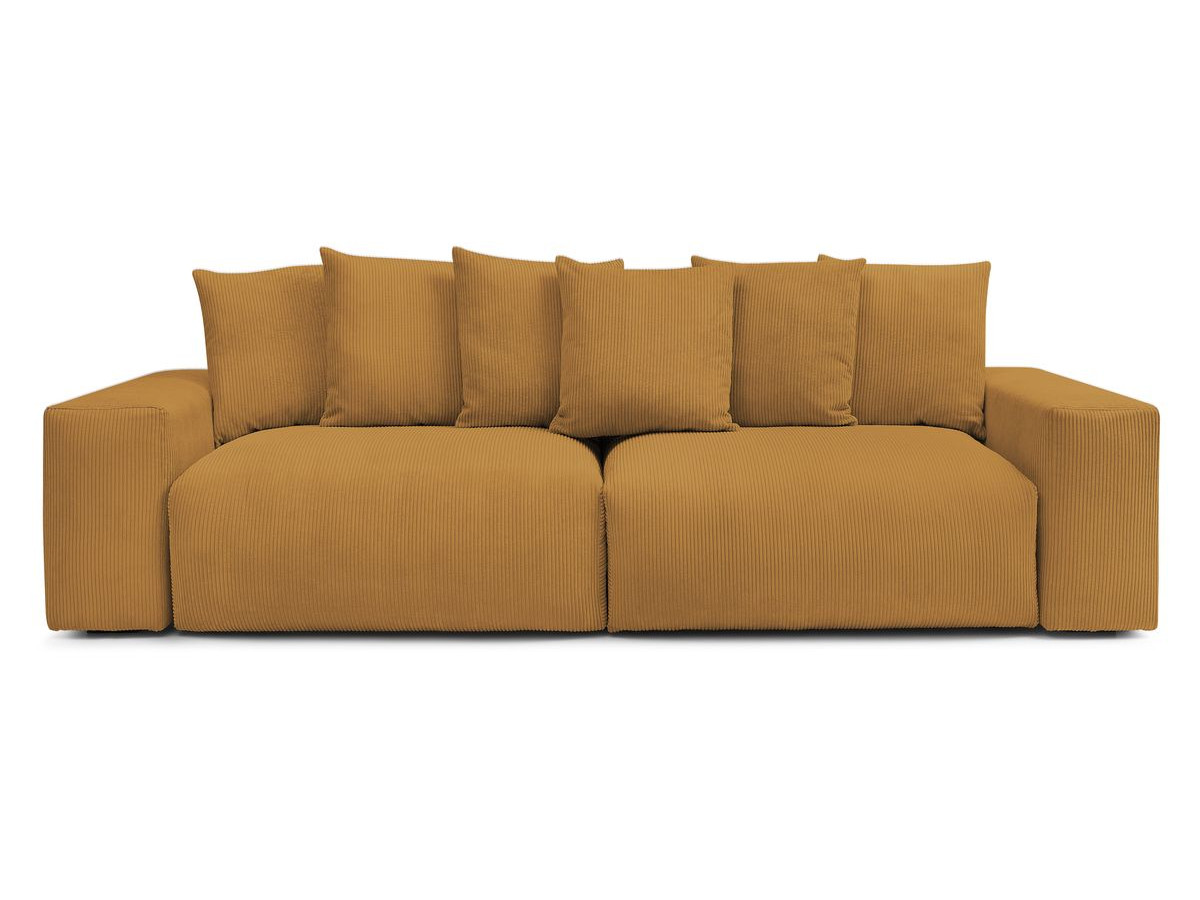 Canapé d'angle fixe EVEREST tissu chiné - Orange - Angle droit - 10 coussins